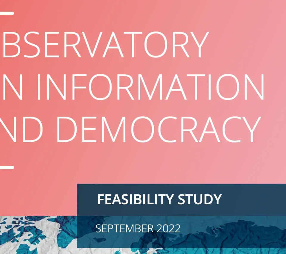 Couverture du dossier d'étude de faisabilité de l'observatoire de l'information et de la démocratie