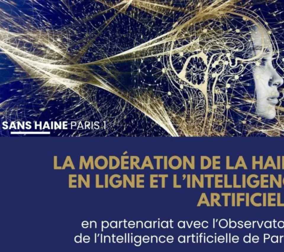 Affiche de la conférence "La modération de la haine en ligne et l'IA"